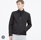 Zara Mens Jacket Extra Large Black Quilted Soft Shell Winter Coat Casual Men