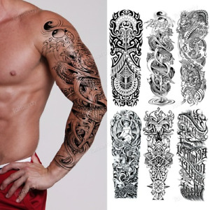 Large Sexy Temporary Tattoos for Men Boy Adult Full Arm Sleeve Tattoo Waterproof