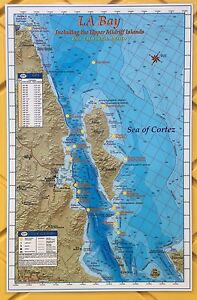 BAJA DIRECTIONS Fishing Charts Map of Baja California, Mexico, La Bay / Midriffs