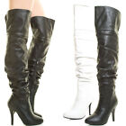 Womens Stiletto Heel Over The Knee Thigh High Boot Slouch Foldable Closed Toe US