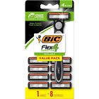BIC Flex 4 Blade Sensitive Disposable Razors for Men, 1 Handle and 8 Cartridges
