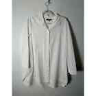 Lafayette 148 White Stretch Cotton Long Tunic Button Down Shirt Sz L