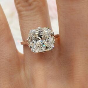 3.25 Ct Certified Radiant Cut Off White Diamond 925 Silver Ring Great Shine