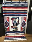 Aztec Vintage Mexican Woven Saltillo Serape Blanket Throw Mexico 84”x47”