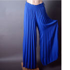 Solid Women's Trousers Palazzo Stretchy Loose Wide Leg Maxi Long Pants S M L