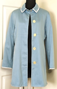 Coach Coat Womens 12 Vintage 1941 Baby Blue Trench White Leather Trim Mid-Length