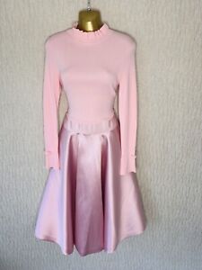 Exquisite Ted Baker Zadi Pink Knit Full Skirted Midi Dress UK8 Stunning