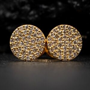 Authentic Round 10K Yellow Gold 0.22Ct Natural Diamond Cluster Stud Earrings