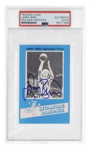 Larry Bird Signed 1982-83 Indiana State Rampage Card #9 (PSA Auto Grade 10)