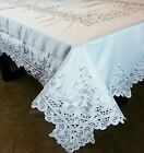 72x108'' White Cutwork Embroidered Tablecloth 12 Napkins Wedding Bridal Passover