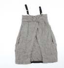 Eliane et Lena Womens Grey Linen Tulip Skirt Size 10 Button - Braces Included