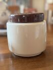 New ListingVtg  McCOY POTTERY 214 Biscuit Cookie Jar Canister Glazed Cream & Brown Lid USA
