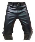 Mens Biker Jeans Real Black Or  Cow Leather Sleek And Sexy 501 Style Pants New