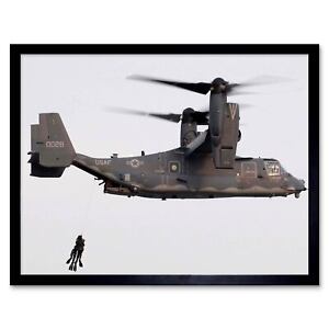 Military Air Craft Chopper Helicopter Rescue Cv22 Osprey 12X16 Inch Framed Print