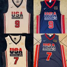 Jordan #9 Bird #7 USA Olympic Dream Team Stitched Men's White/Navy Jersey