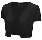 YEMAK Women's Cropped Bolero Cap Sleeve Button-Down Cardigan Sweater HB2137(S-L)