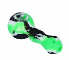 Unbreakable Silicone Tobacco Smoking Pipe w/ Glass Bowl Black & Green & White