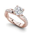 Twist Rope Style 0.75 Carat SI1/D Round Cut Diamond Engagement Ring Treated
