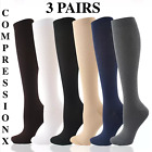(3 Pairs) S-4XL Compression X Socks Knee High 20-30mmHg Graduated Mens Womens