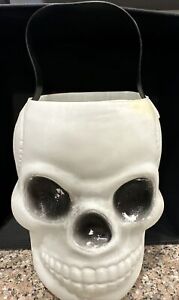 New ListingHtf Vintage AJ RENZI Blow Mold Plastic HALLOWEEN Skull Face Candy Bucket Pail