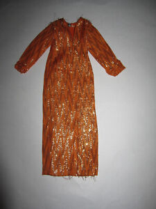 New ListingVintage Barbie Clone Orange and Gold Metallic Dress