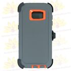 Gray Orange For Samsung Galaxy S7 Edge Defender Case w/Belt Clip fits Otterbox