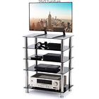 5TIER AV Component Media Stand Stereo Cabinet Audio-Video Tower,Tempered Glass