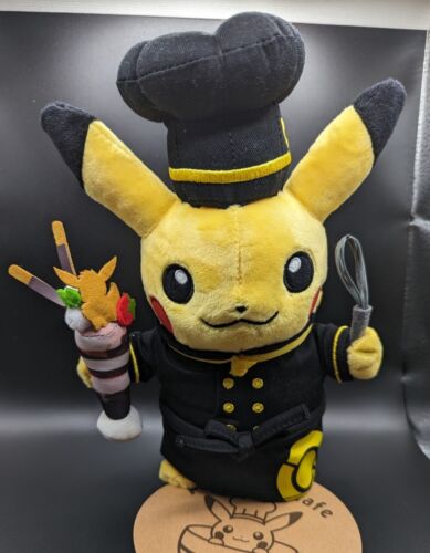 Pokemon Center Pokemon Cafe Japan Exclusive Black Chef Pikachu Plush w/ Tag