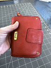 Fossil Folding Wallet Leather Coin Purse Burgundy Deep Red