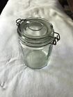Vintage 5-3/4” Tall 12 Panel Glass Clear Glass Jar with Wire Bail
