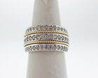 Genuine 1.00ct Diamonds Solid 14k Two-Tone Gold Ring 12.5mm Band FREE Sizing