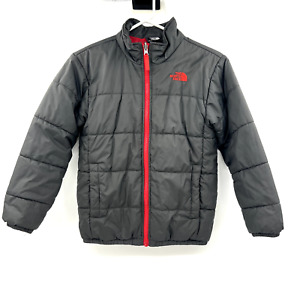 The North Face Boys Medium Gray Red Puffer Jacket Size 10 12