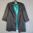 Kasper Womens Medium Length jacket Black Animal Print Embossed Size 18W Open