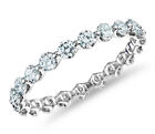 1.61 Ct:Round Ice Blue White Moissanite Diamond Engagement Eternity Silver Ring