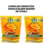 2 PK Disposable Razor BIC Sensitive Single Blade Shaving Razor Men Women