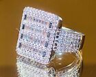 Men's Iced CZ baguette Square Big icy Bling Pinky RING White Finish Size 6-12