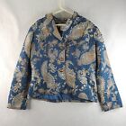 Vintage Erin London Blazer Women's Large Blue Paisley Lined Chic Tapestry Jacket