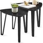 VASAGLE Nesting Coffee End Tables Set of 2 Industrial Charcoal Gray Black