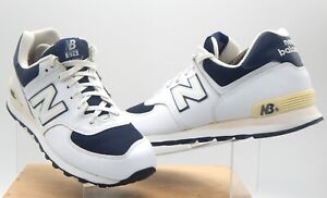 New Balance 574 Men's White Navy Running Leather Shoes M574WNM Size 11.5D
