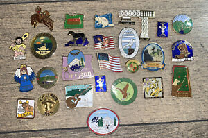 Vintage Oregon America Eagles & More upcycled pin nostalgia magnets Lot Of 26