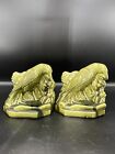 1943 ROOKWOOD POTTERY GREEN RAVEN ROOK BOOKENDS
