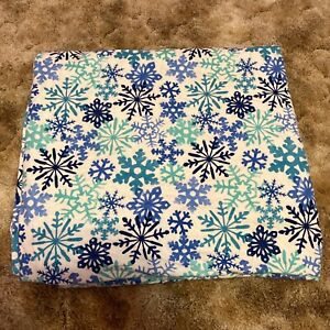 New ListingMainstays Full Size Flannel Flat Sheet Only White With Blue Snowflake Print