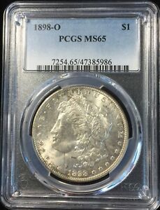 1898-O PCGS MS65 MORGAN Silver Dollar  GOLDEN RIM TONING #Th986