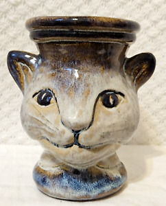 Vintage North Eagle Cat Face Pottery Vase 6.5