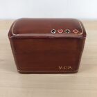 VTG Leather 2 Deck Playing Card Holder Box Case Made in Italy 2 sets of cards