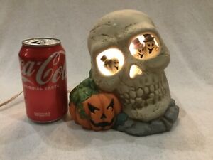 New ListingVintage Brinns Lighted Ceramic Human Skull Lantern with Ghosts Inside
