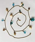 Vintage Gold Chain Blue Charm Necklace