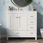 36'' Bathroom Vanity w/Top Sink, Freestanding Vanity Bathroom Cabinet, 5 Drawers