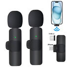 2 pcs Wireless Lavalier Lapel Microphone Audio Recording Mic For iPhone/Samsung