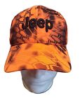 Jeep Outdoor Cap Co. Orange Camo Baseball Hat Adjustable Strapback With Q Tech
